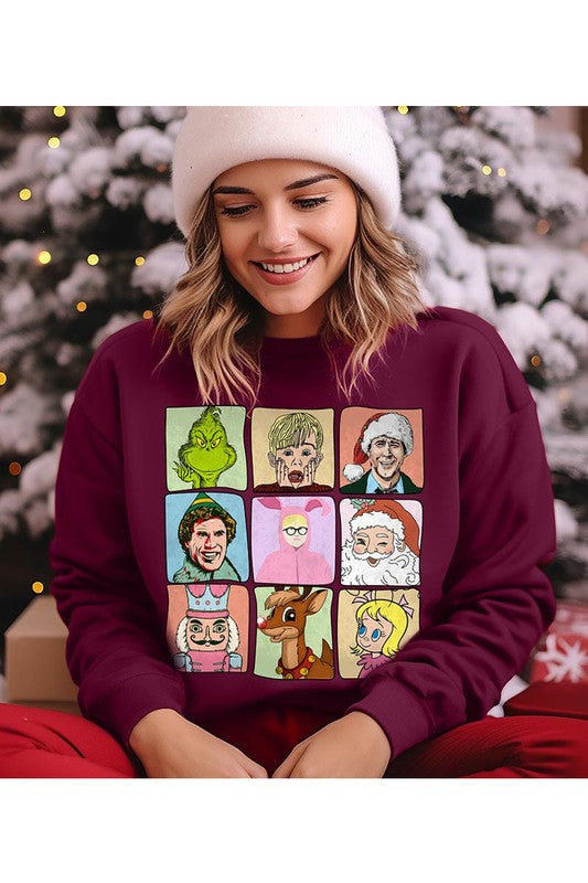 CHRISTMAS MOVIE CHARACTERS UNISEX FLEECE SWEATSHIRT