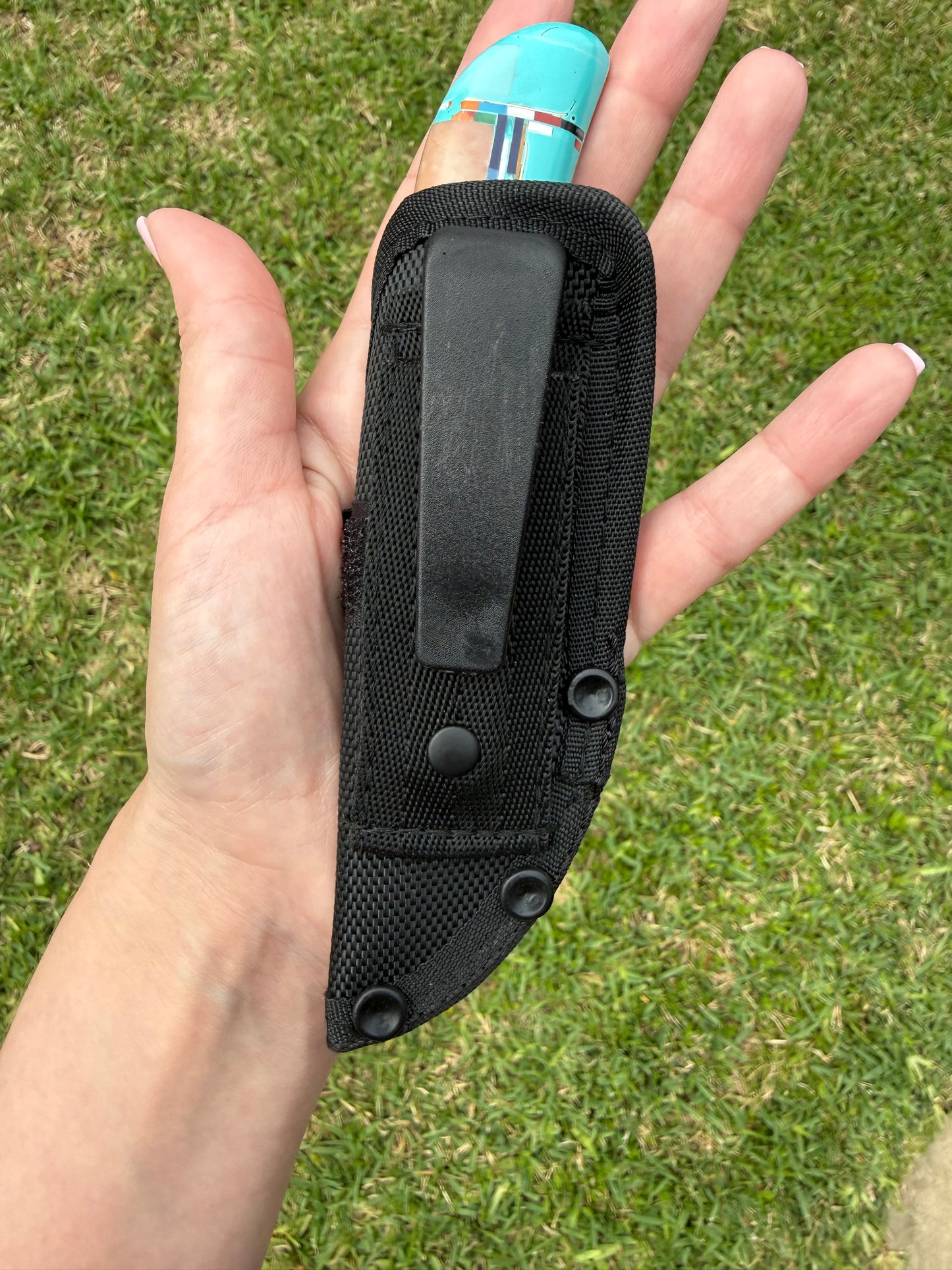 Turquoise Multi Stone Inlayed Knife and Sheath Carrying Case