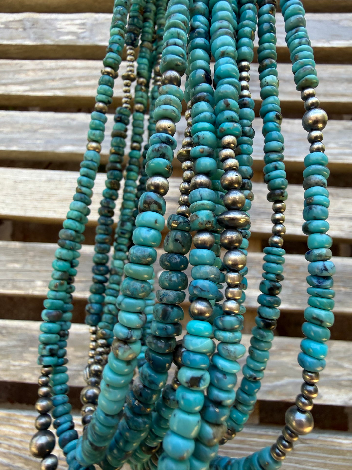 Turquoise and Desert Pearl Sterling Silver 18-20 Inch Necklace
