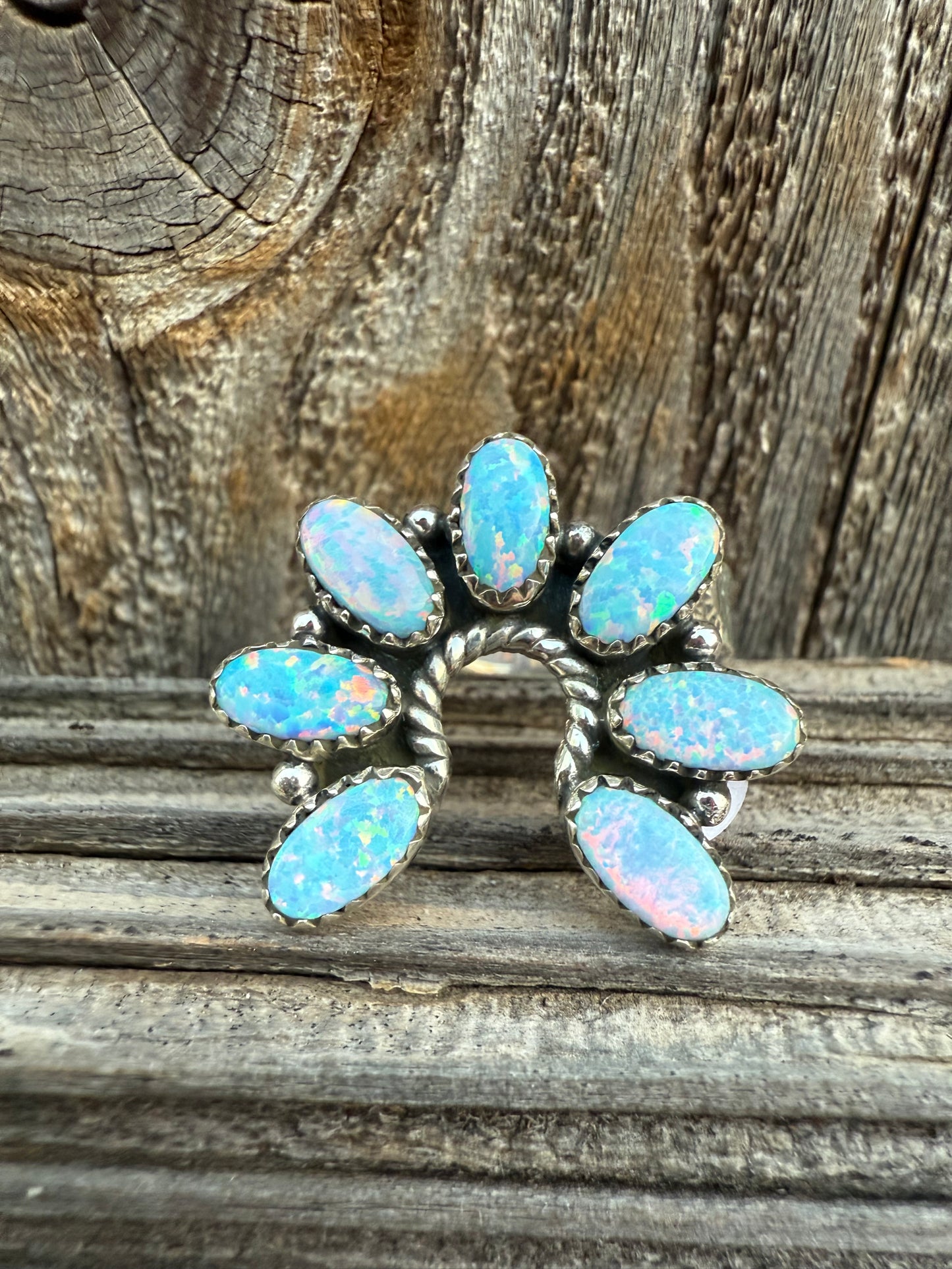 Naja Sterling Silver 925 and Fire Opal Women's Ring Adjustable