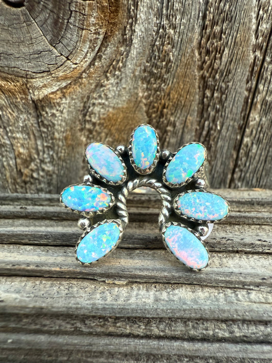 Naja Sterling Silver 925 and Fire Opal Women's Ring Adjustable