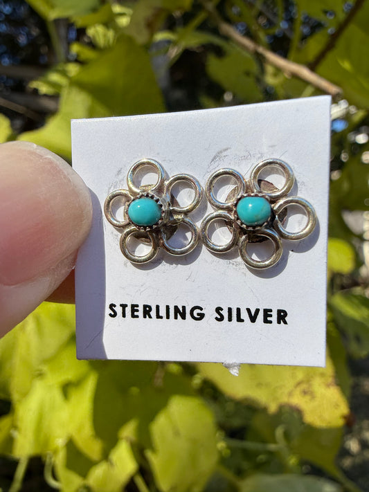 Navajo Turquoise Daisy Stud Earrings