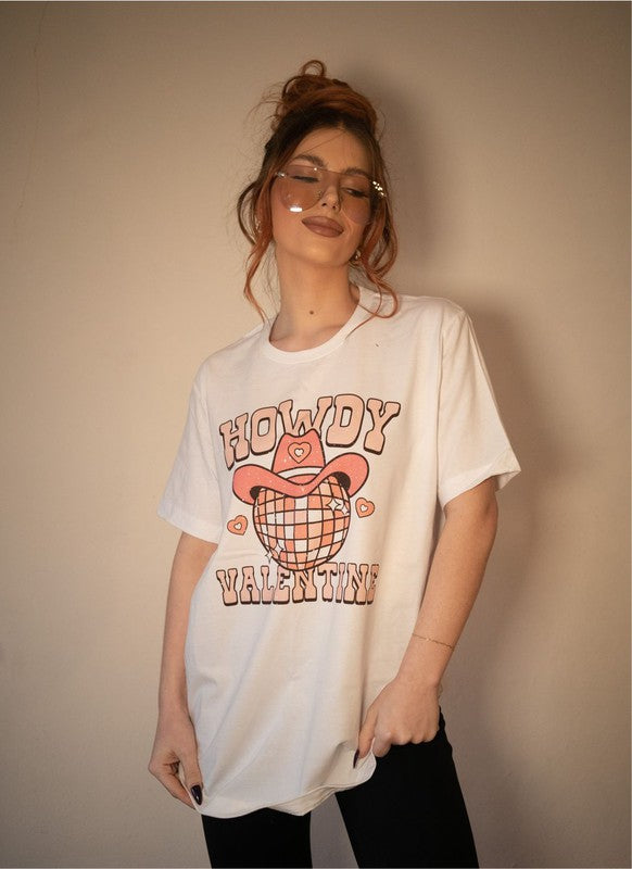 Howdy Valentine Disco Ball Graphic Tee