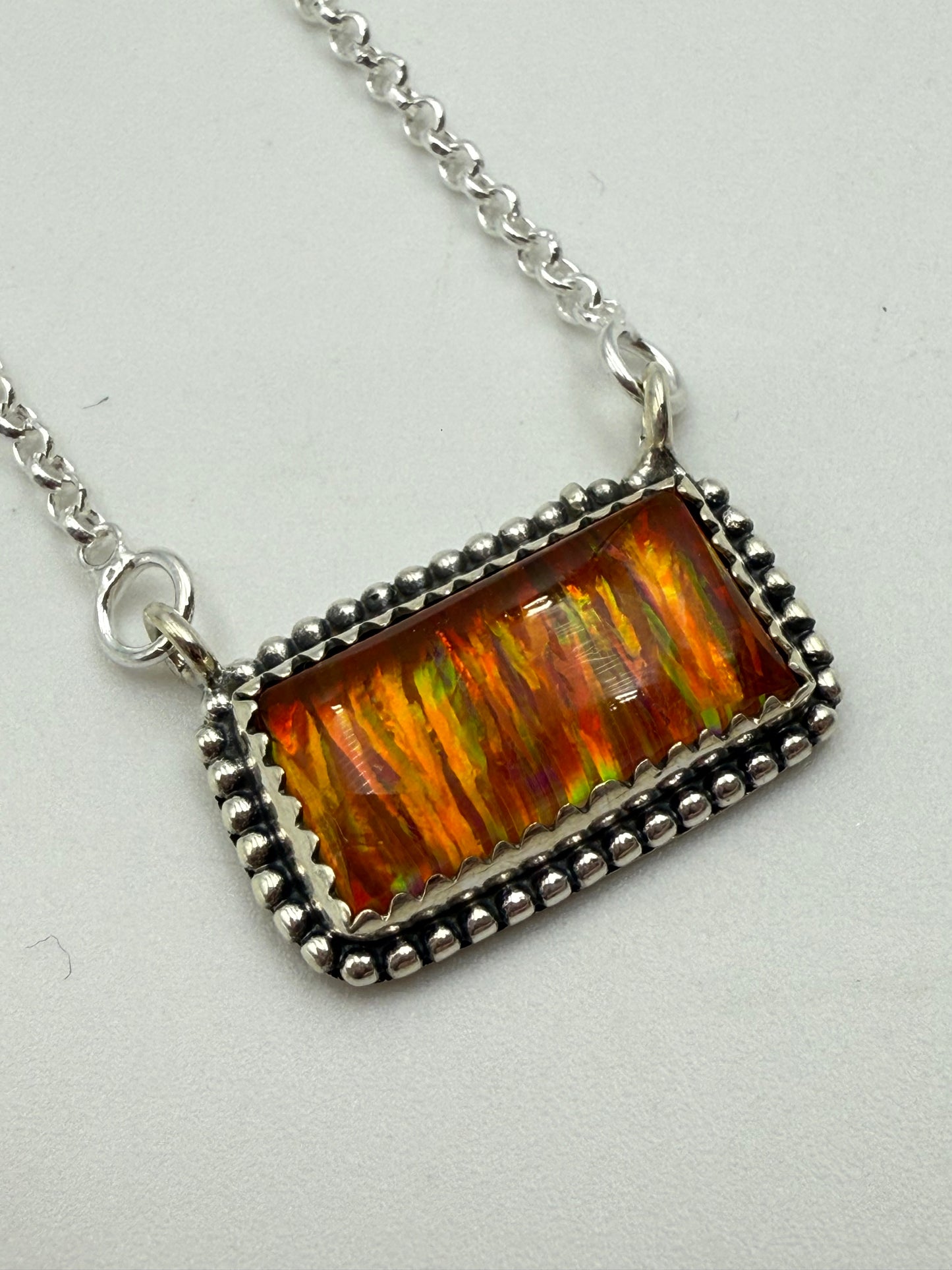 Aurora Opal Sterling Silver Bar Necklaces
