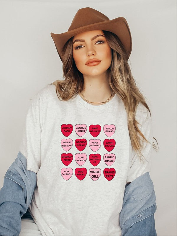 Country Music 12 Hearts Graphic Tee