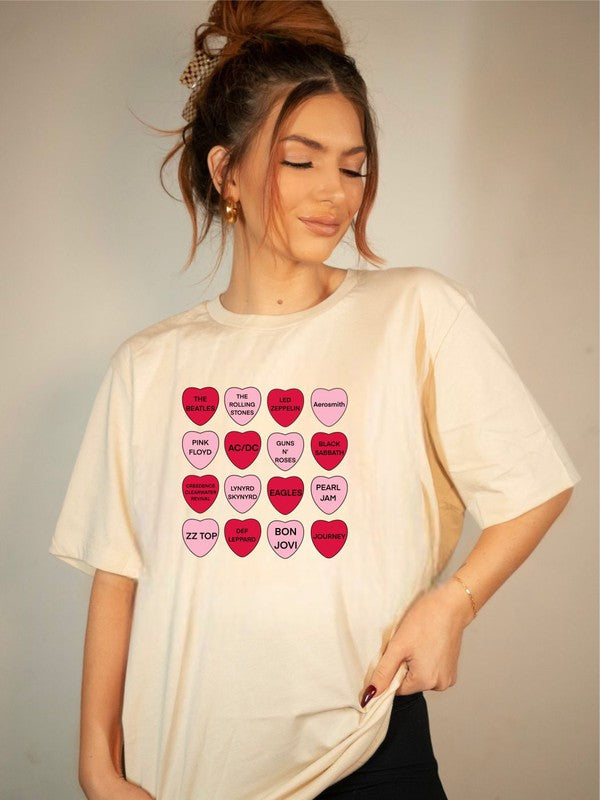 Pink - Rock N Roll Music 12 Hearts Graphic Tee