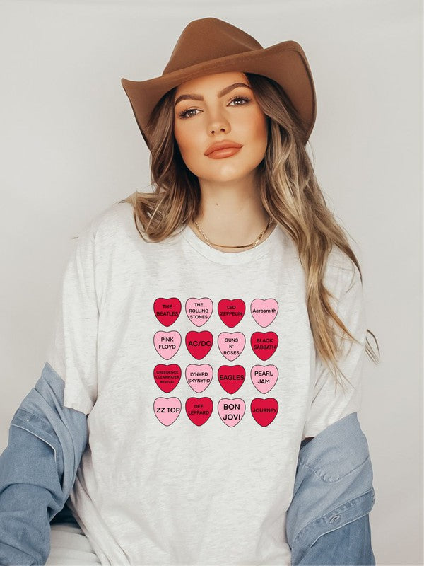 Pink - Rock N Roll Music 12 Hearts Graphic Tee