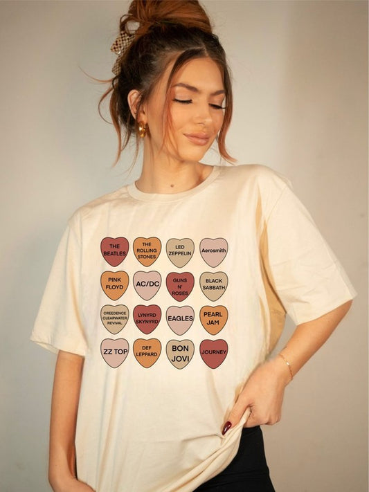 TANS Rock and Roll Classics 12 Hearts Graphic Tee