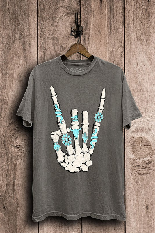 Skeleton Rock Hand Sign Graphic Top