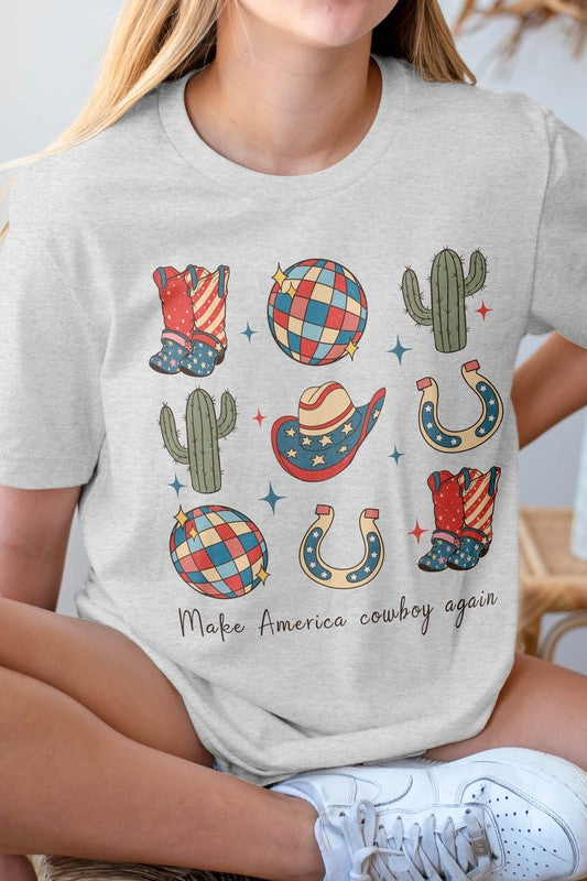 Make America Cowboy Again, 4th of July Graphic Tee