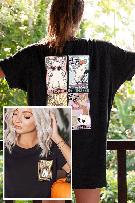 HALLOWEEN GHOSTS TAROT CARDS UNISEX SHORT SLEEVE