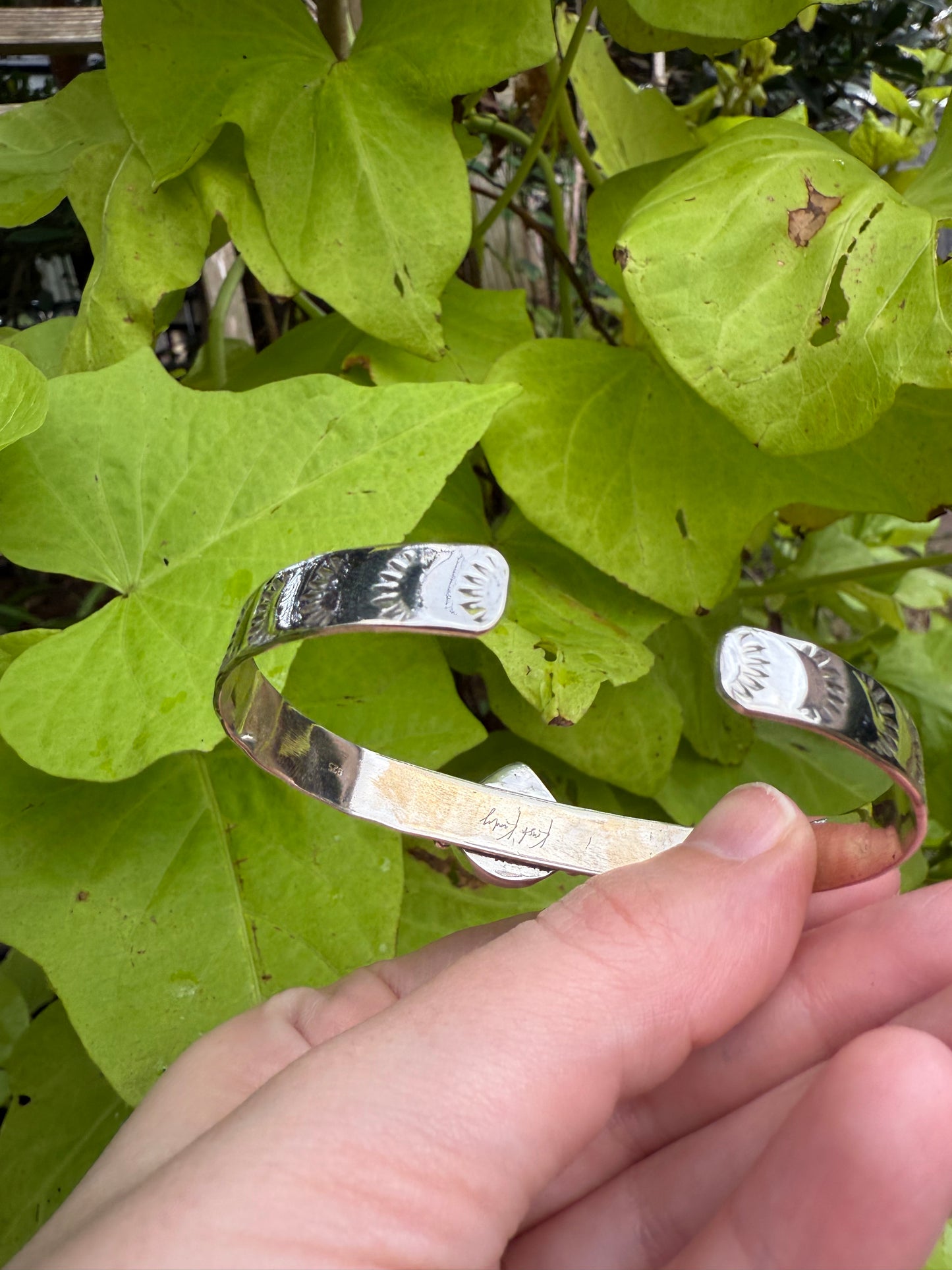 Red and Black Checkered Sterling Silver 925 Cuff