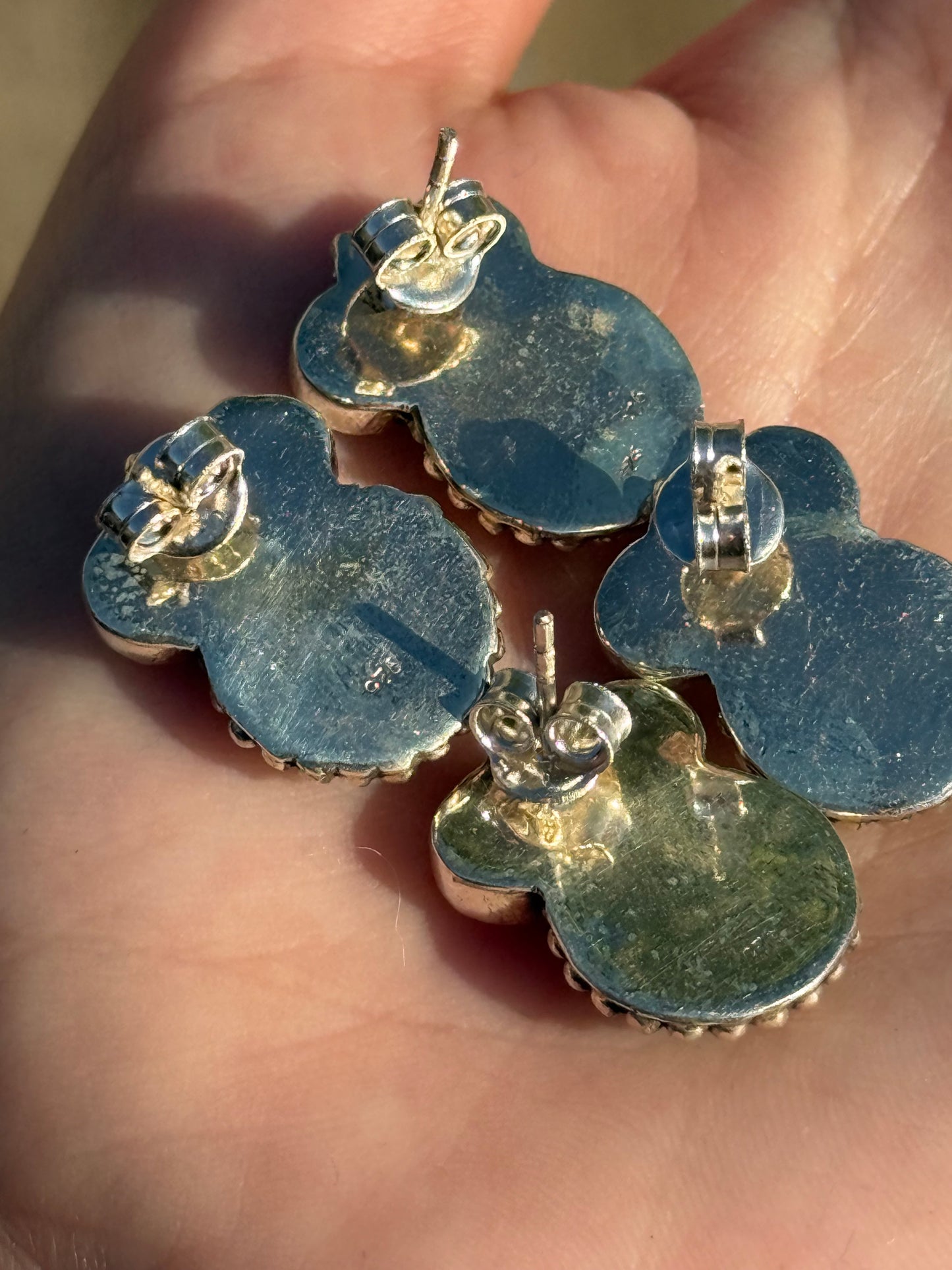 Cotton Candy Turquoise Mickey Mouse Sterling Silver 925 Earrings