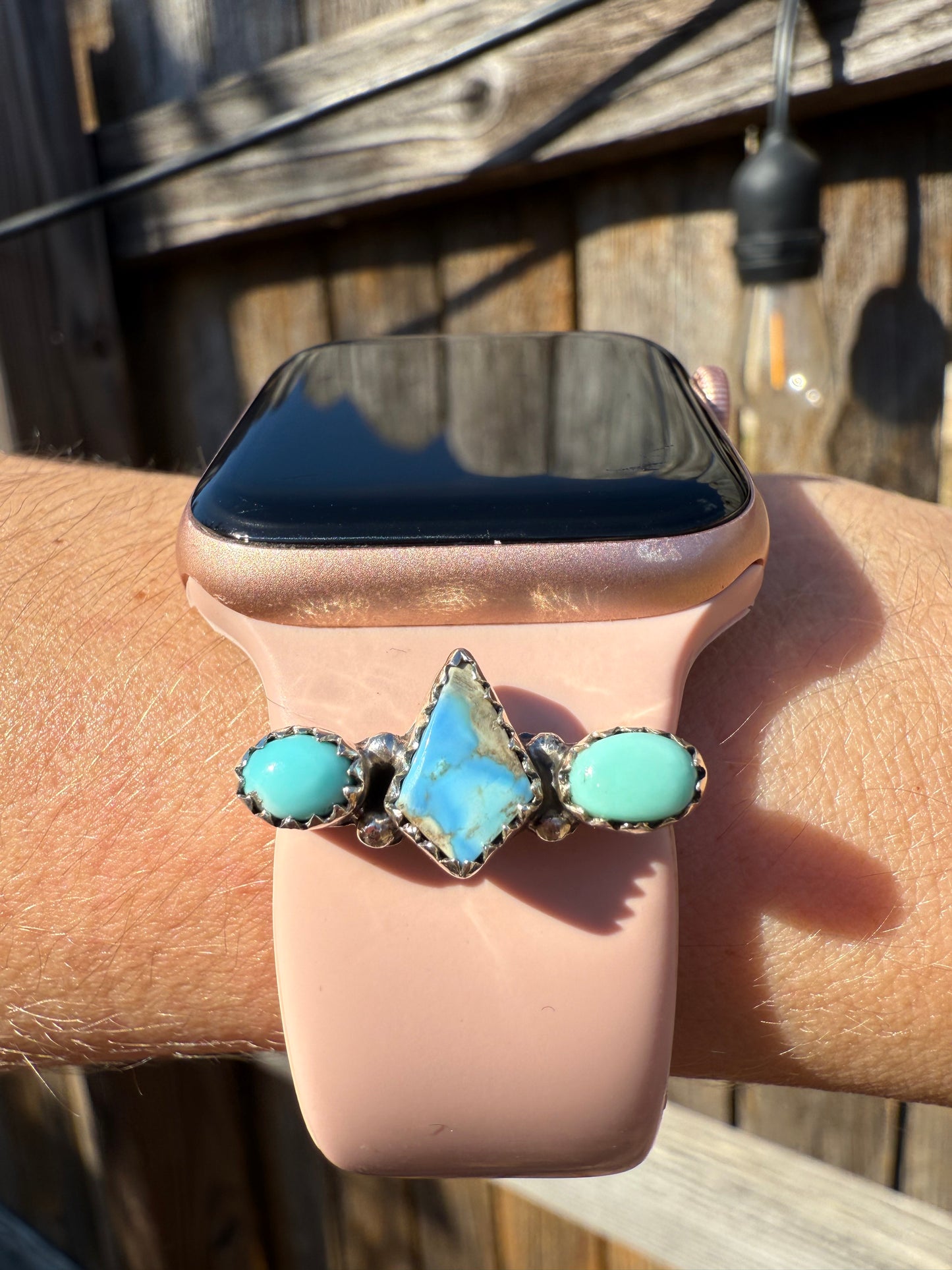 Golden Hills Turquoise Apple Smart Watch Charm 925 Sterling Stone Accent