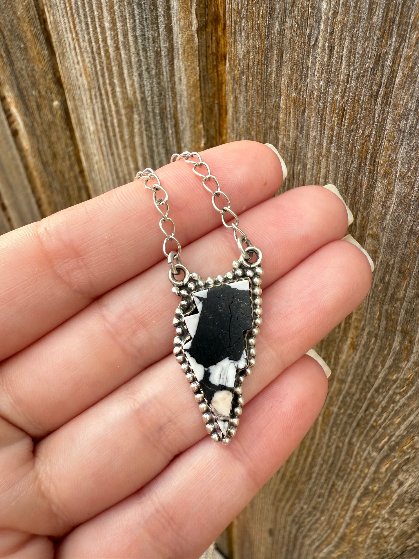 White Buffalo Lightening Bolt Sterling Silver Pendant Necklace