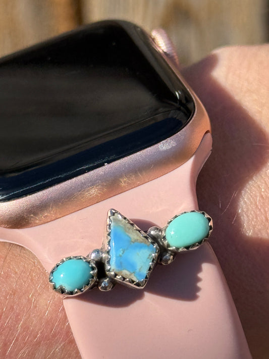 Golden Hills Turquoise Apple Smart Watch Charm 925 Sterling Stone Accent