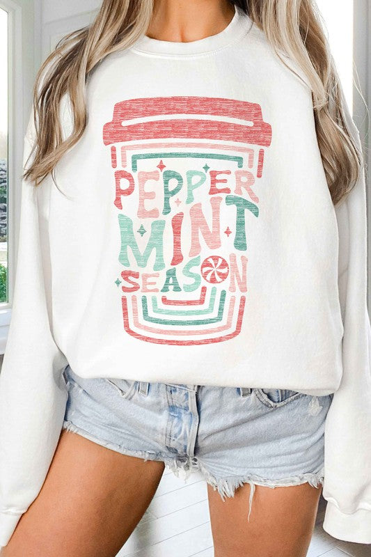 Peppermint Christmas Season Graphic Sweatshirt