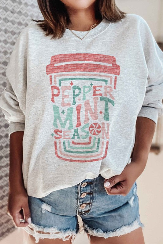 Peppermint Christmas Season Graphic Sweatshirt