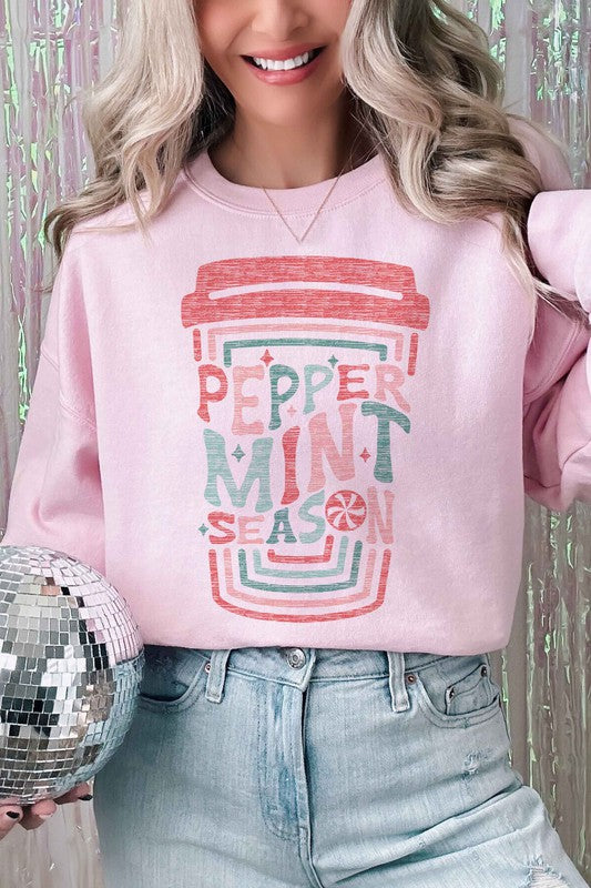 Peppermint Christmas Season Graphic Sweatshirt