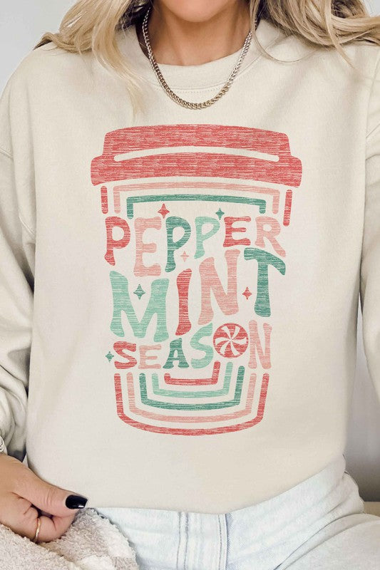 Peppermint Christmas Season Graphic Sweatshirt