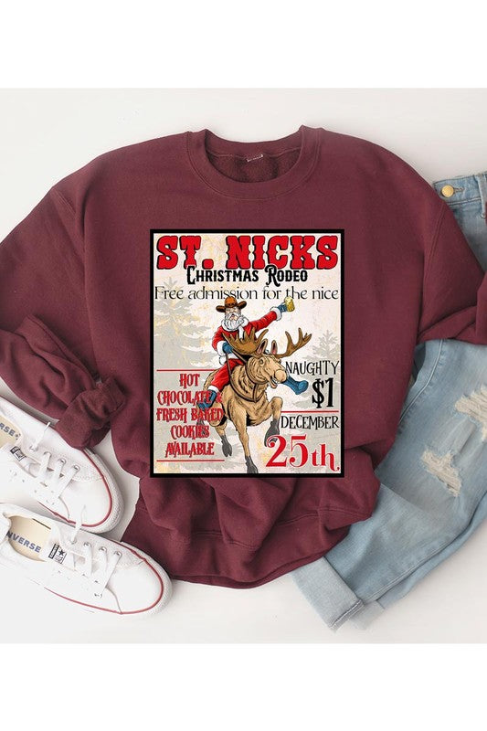 ST NICKS CHRISTMAS RODEO UNISEX FLEECE SWEATSHIRT