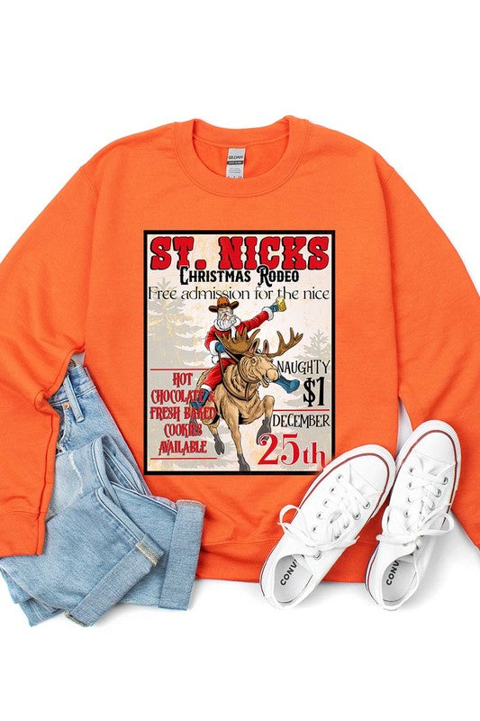 ST NICKS CHRISTMAS RODEO UNISEX FLEECE SWEATSHIRT