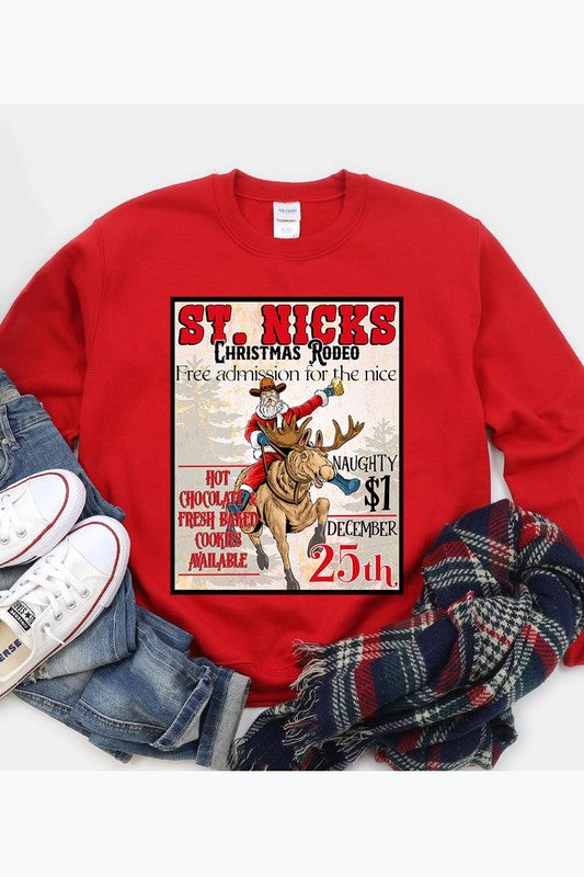 ST NICKS CHRISTMAS RODEO UNISEX FLEECE SWEATSHIRT