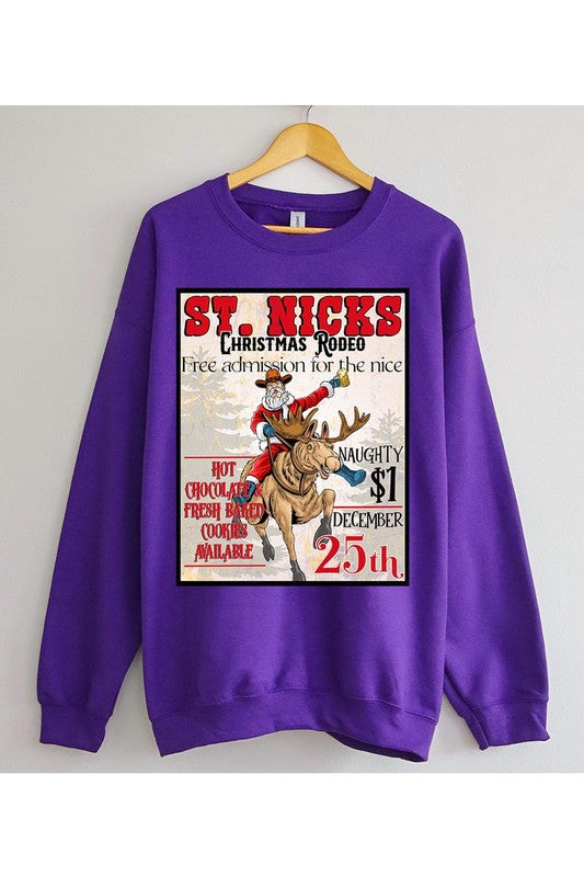 ST NICKS CHRISTMAS RODEO UNISEX FLEECE SWEATSHIRT