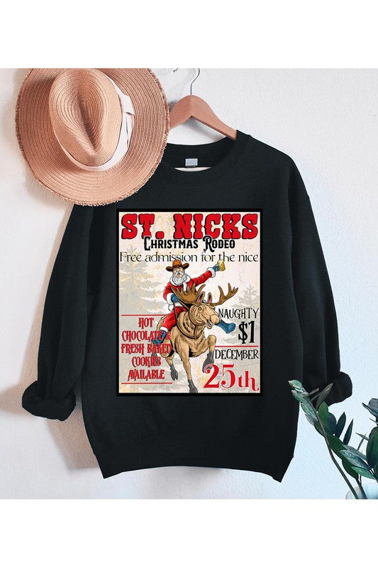 ST NICKS CHRISTMAS RODEO UNISEX FLEECE SWEATSHIRT