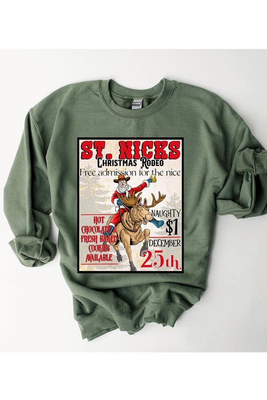 ST NICKS CHRISTMAS RODEO UNISEX FLEECE SWEATSHIRT