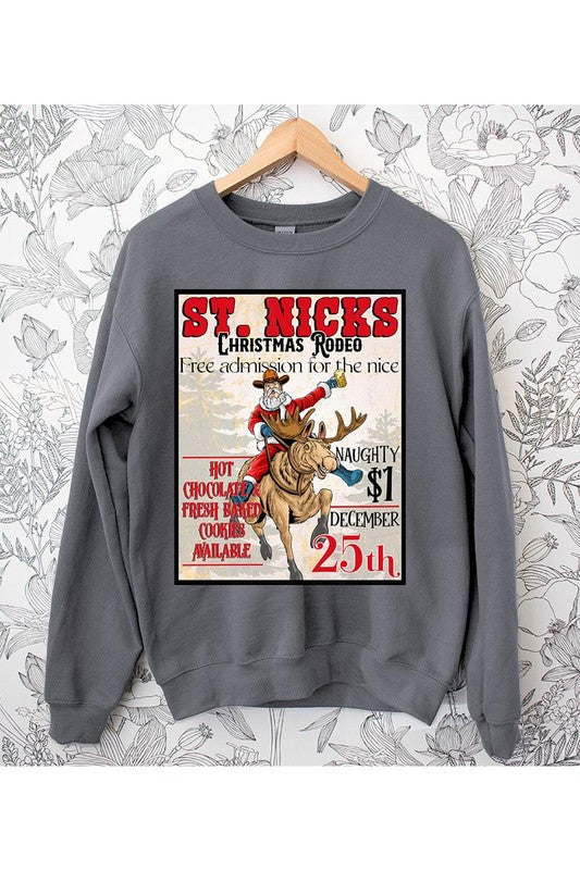 ST NICKS CHRISTMAS RODEO UNISEX FLEECE SWEATSHIRT