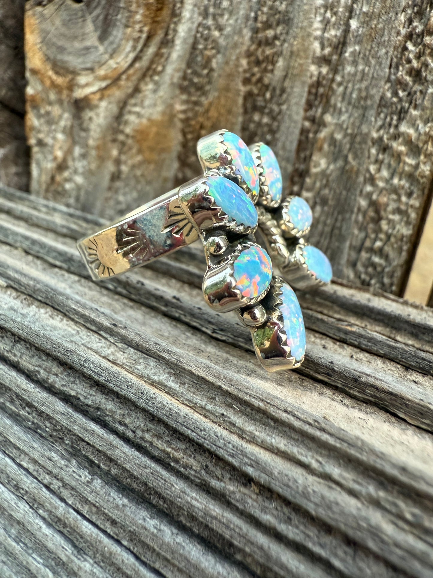 Naja Sterling Silver 925 and Fire Opal Women's Ring Adjustable