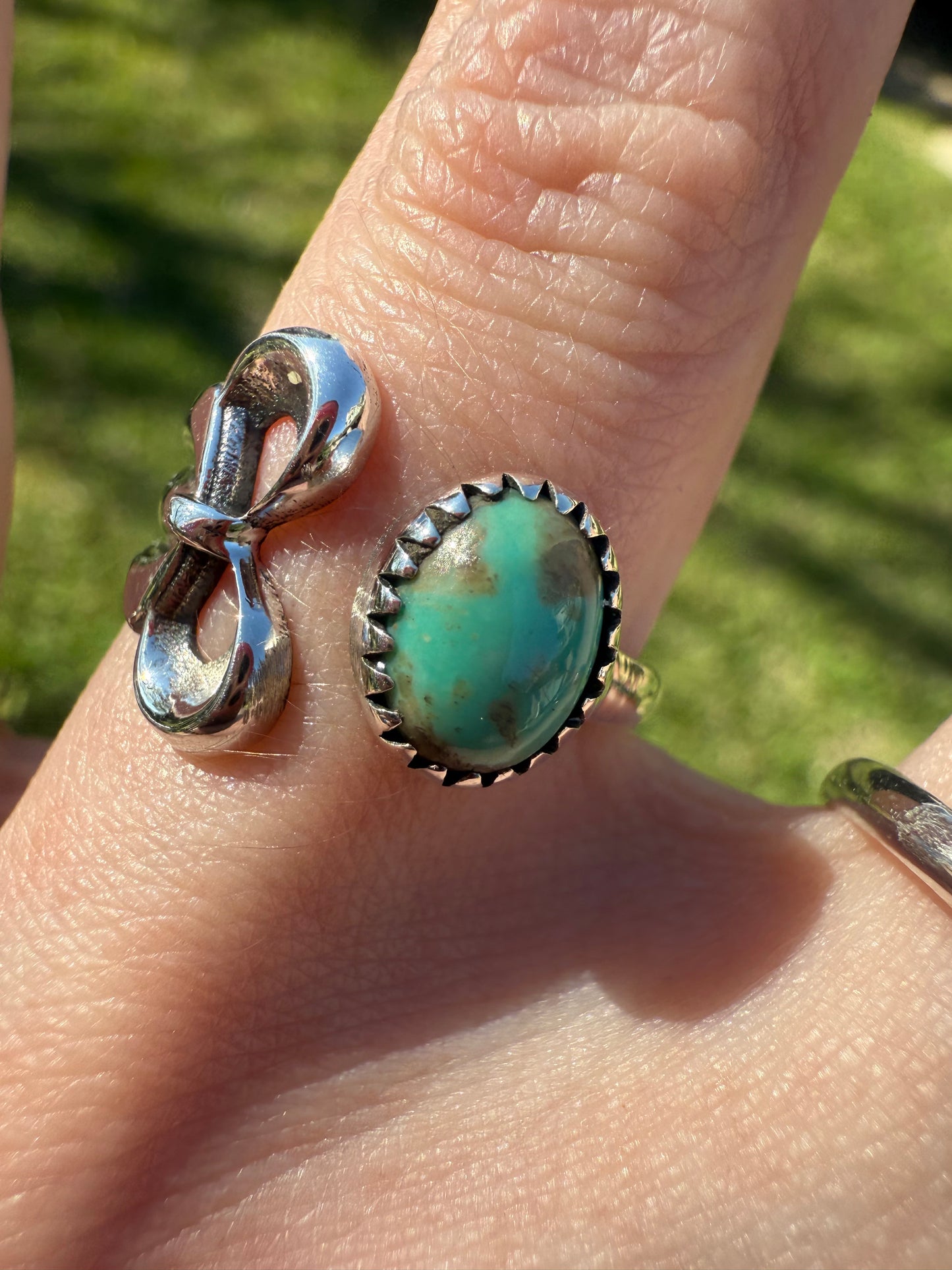 Bow Floater With Gemstone Sterling Silver Rings