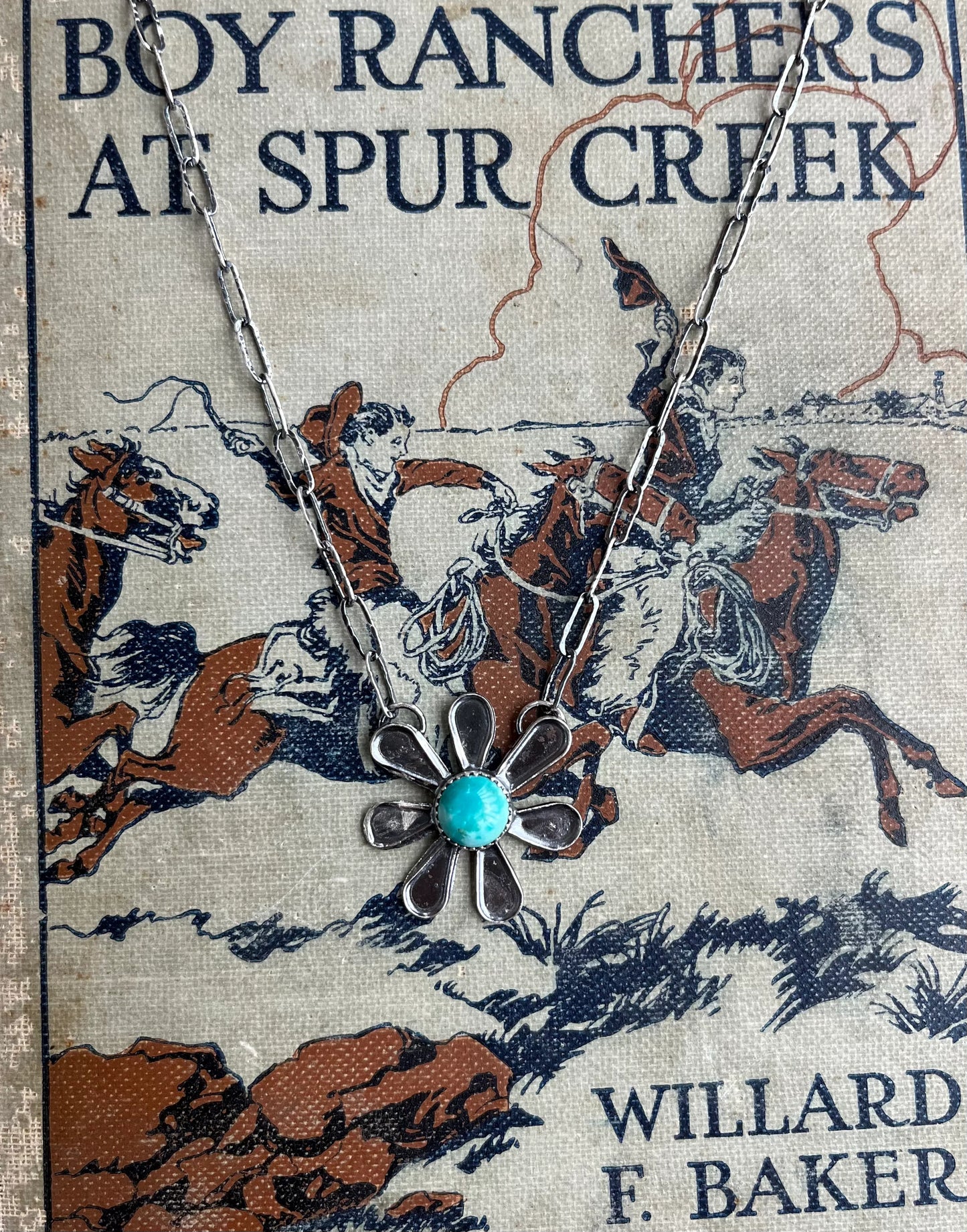 Pilot Mountain Turquoise Flower Necklace By Midwest Western Wear