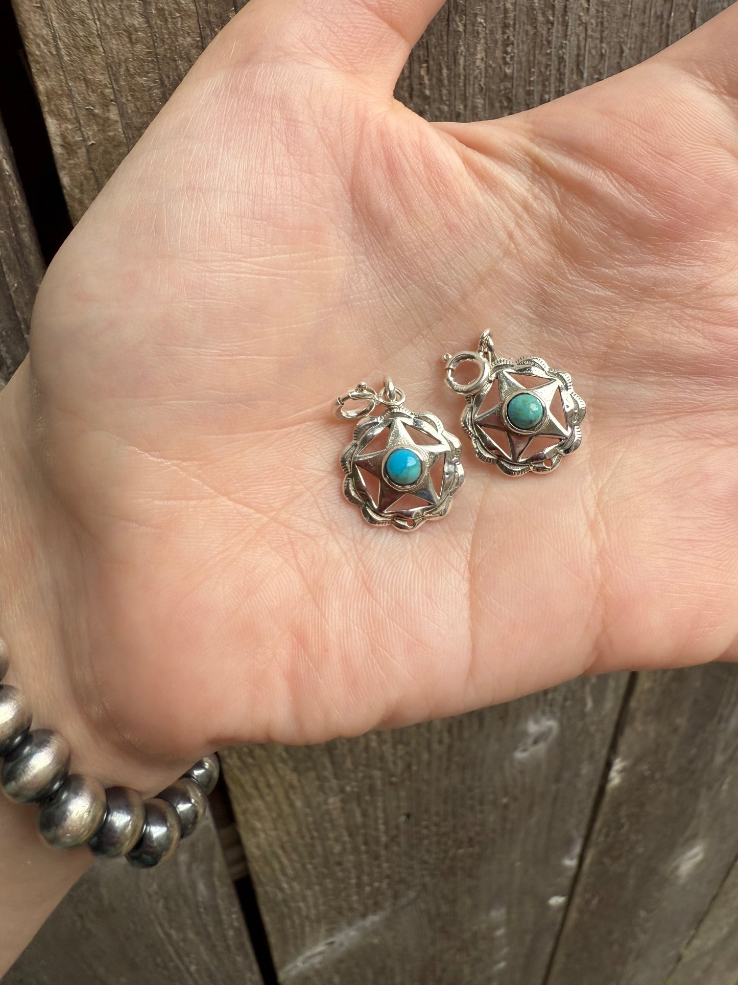 Turquoise Star Sterling Silver Charms