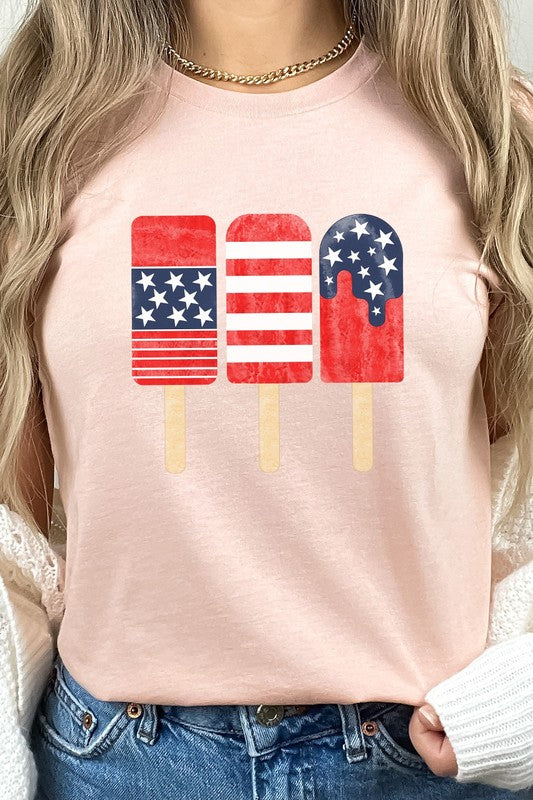 Patriotic American Flag Popsicles Graphic Tee