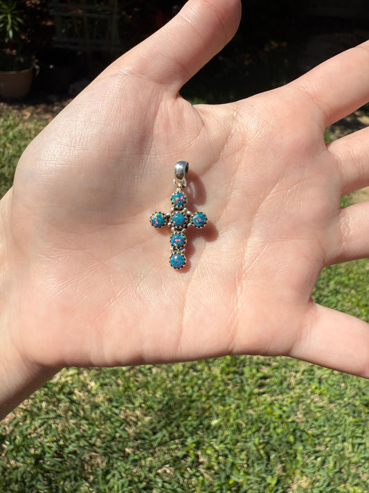 Blue Balloon Opal Sterling Silver Pendant