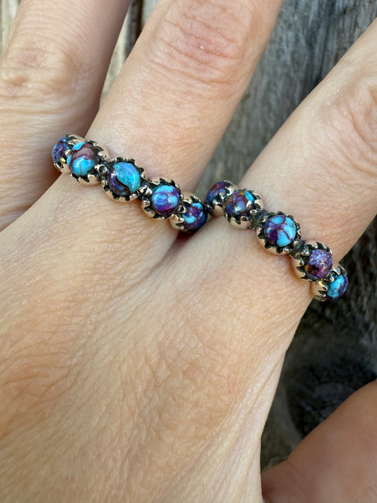 Purple Turquoise Infinity Sterling Silver 925 Ring