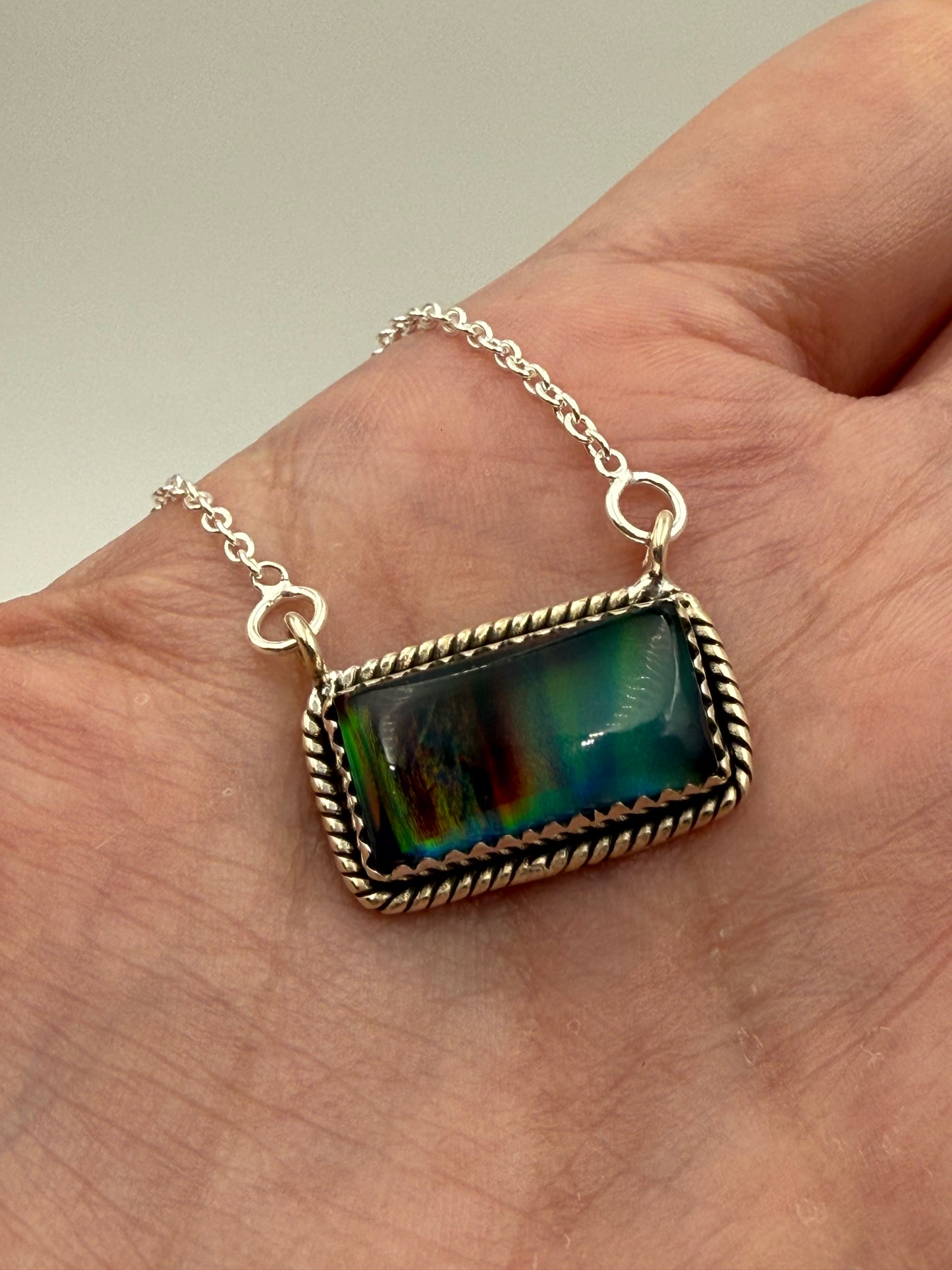 Aurora Opal Sterling Silver Bar Necklaces