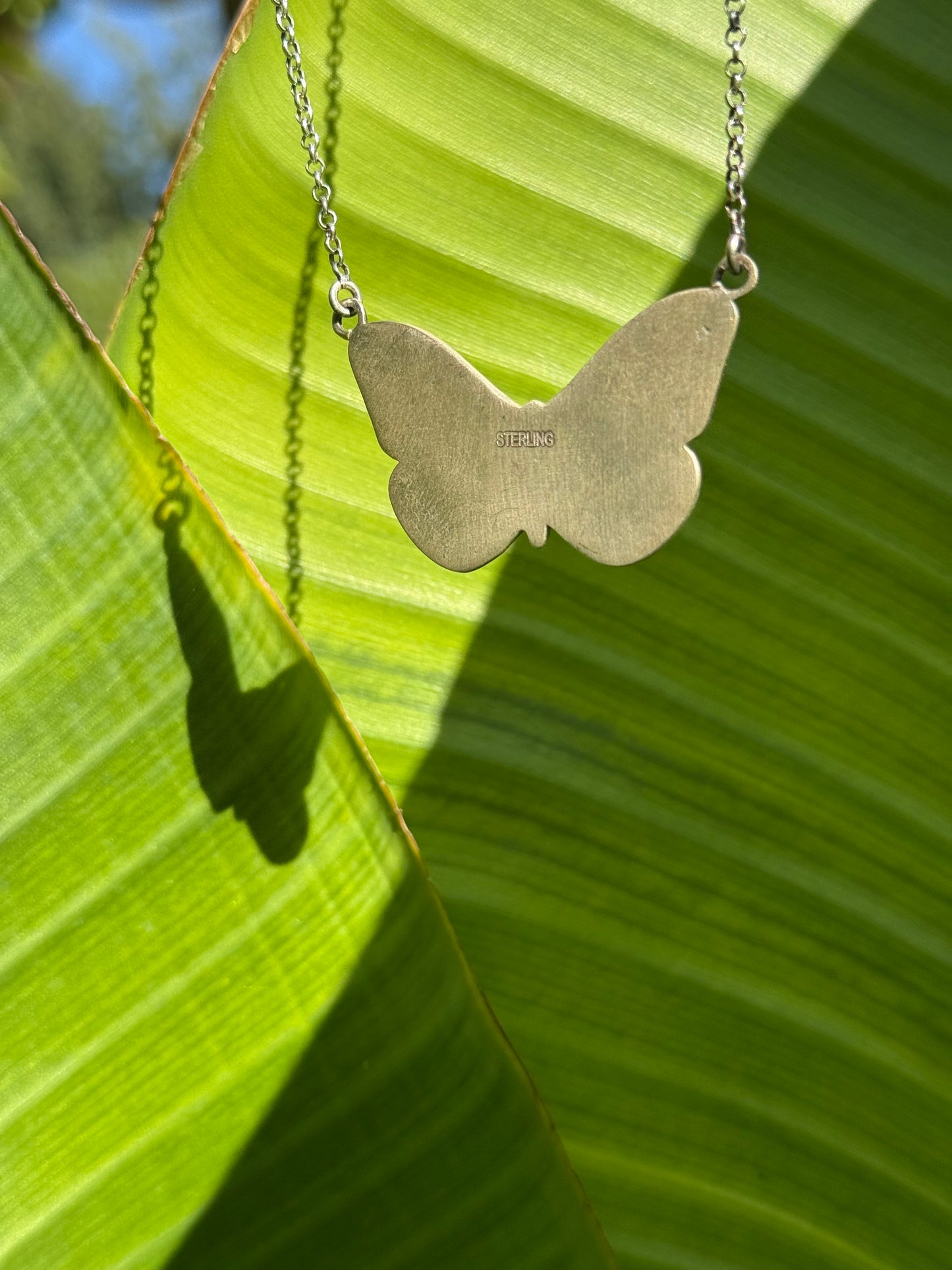 Purple Mojave Silver Butterfly Sterling Silver 925 Necklace