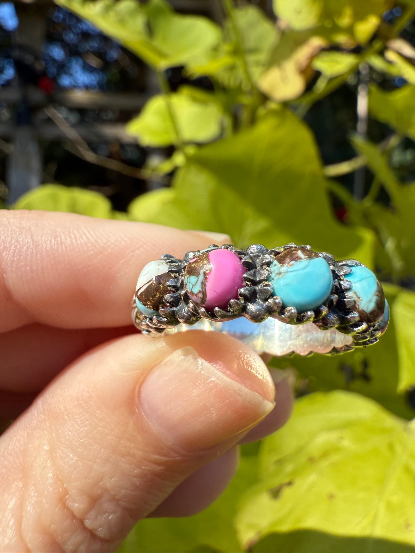 Cotton Candy Turquoise Sterling Silver Infinity Ring