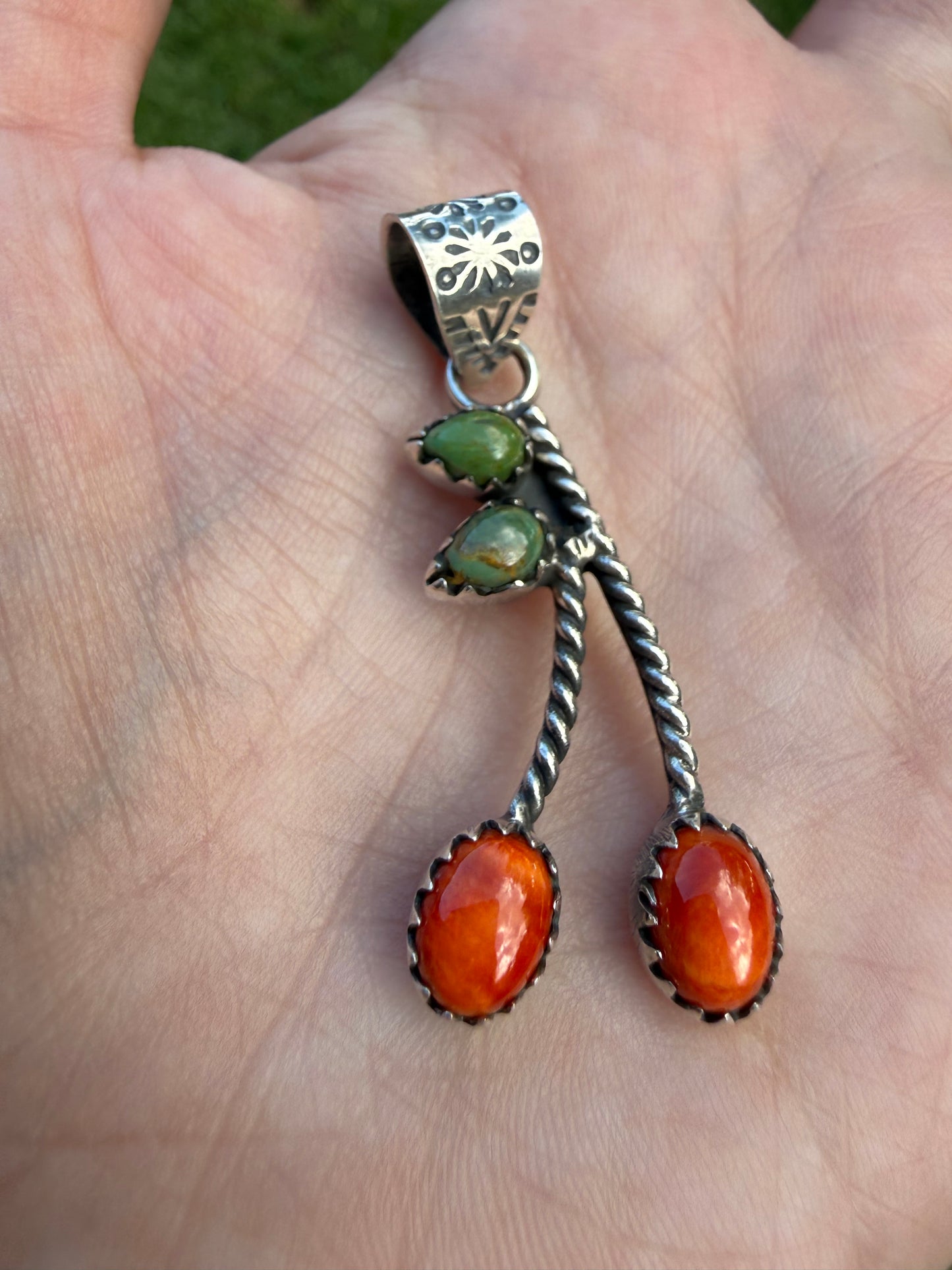 Cherry Multi Stone Sterling Silver Pendant