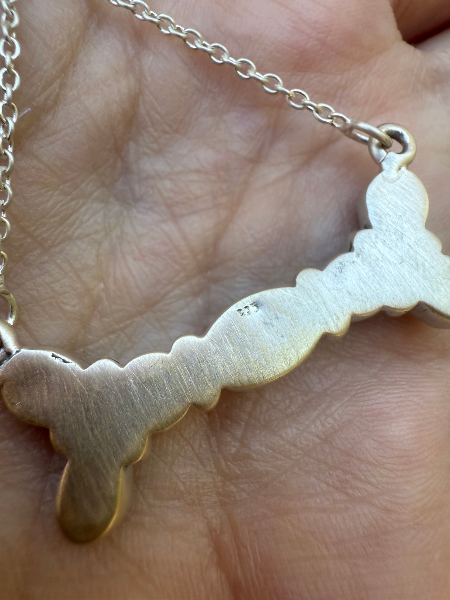 Emerald Valley Turquoise Cross and Bar Sterling Silver Necklace