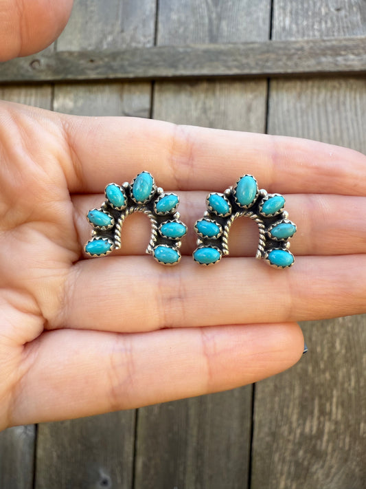 Kingman Turquoise Naja Sterling Silver Earrings