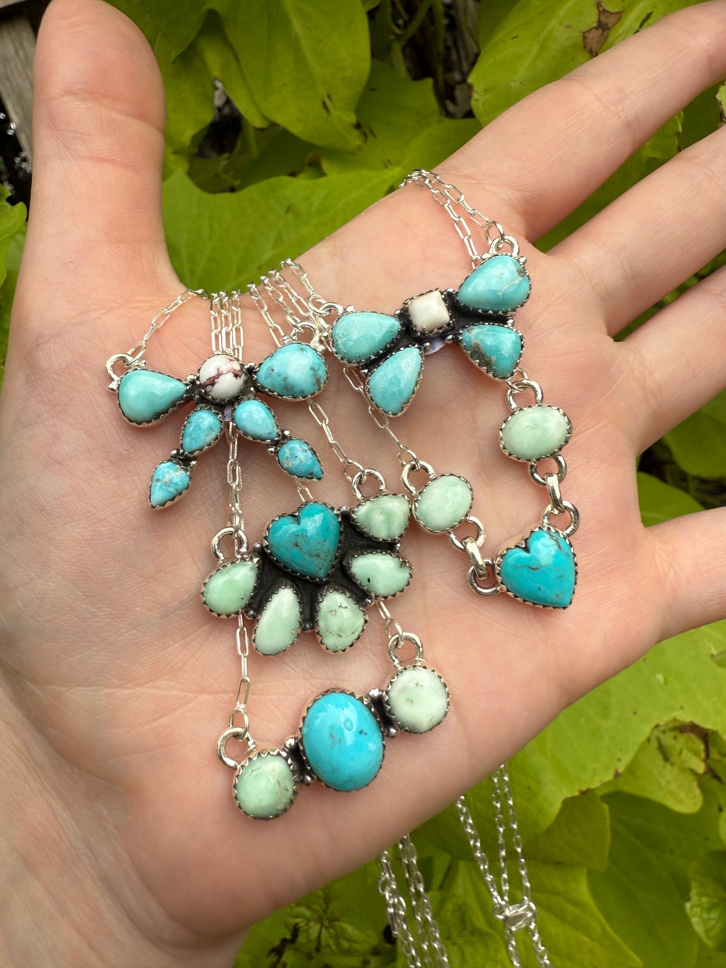 White Water Turquoise and Paloma Heart Paperclip Chain Necklace