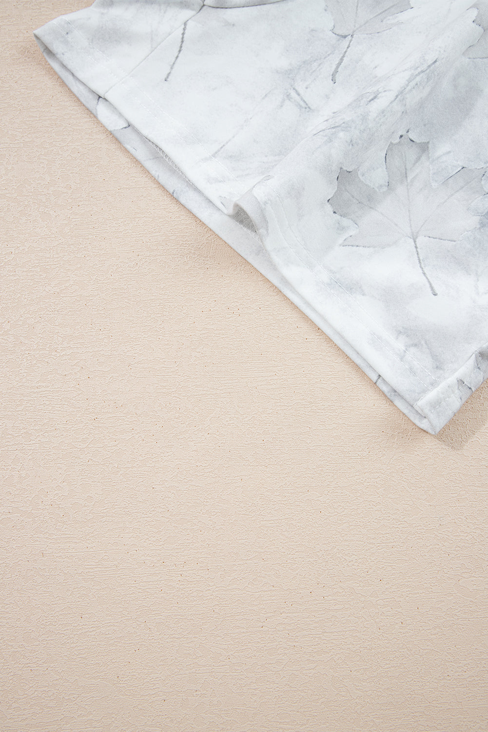 Beige Camo Print Pullover Top and Elastic Waist Casual Short Set