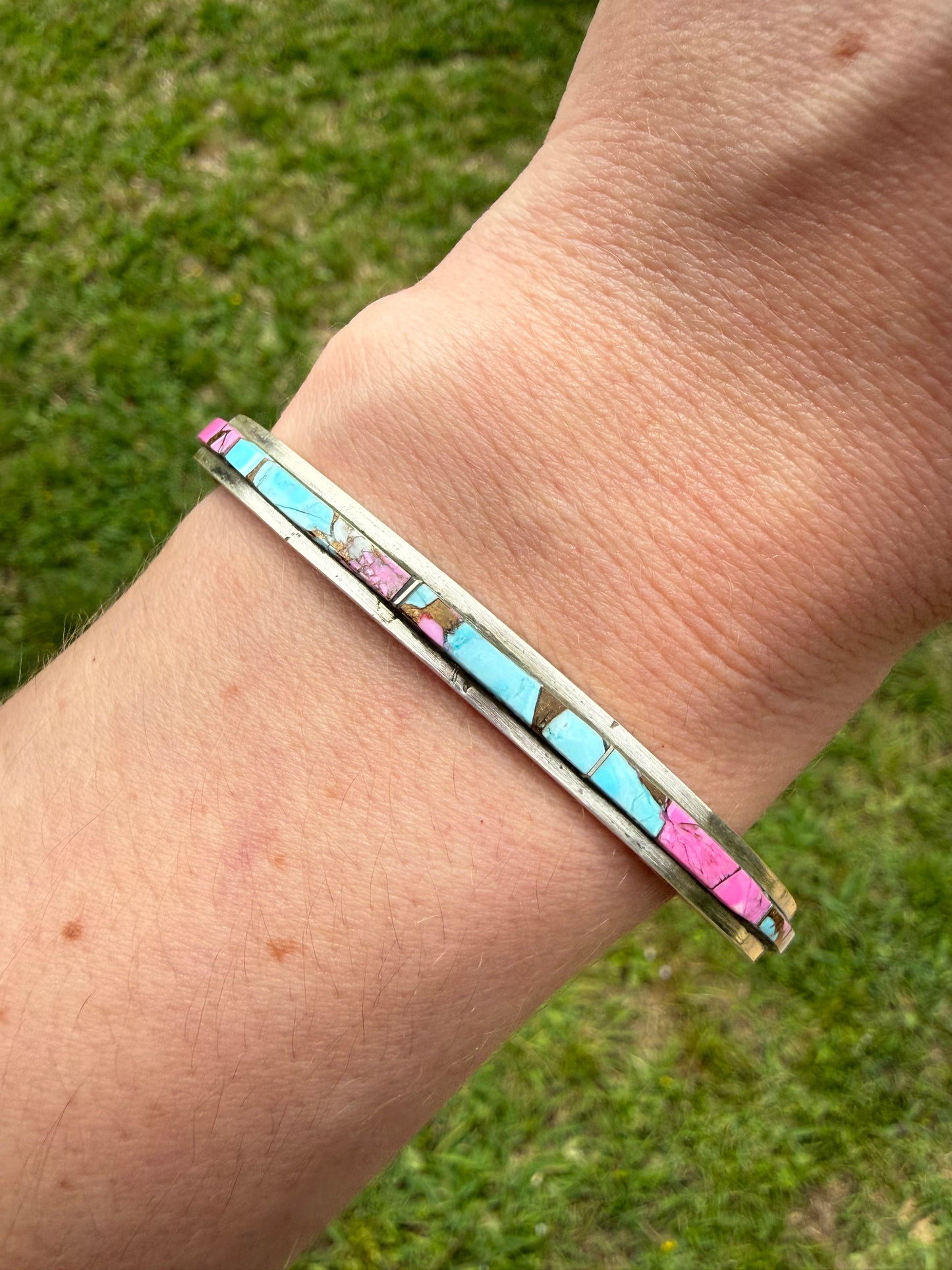 Navajo Cotton Candy Sterling Silver Cuff Bracelet