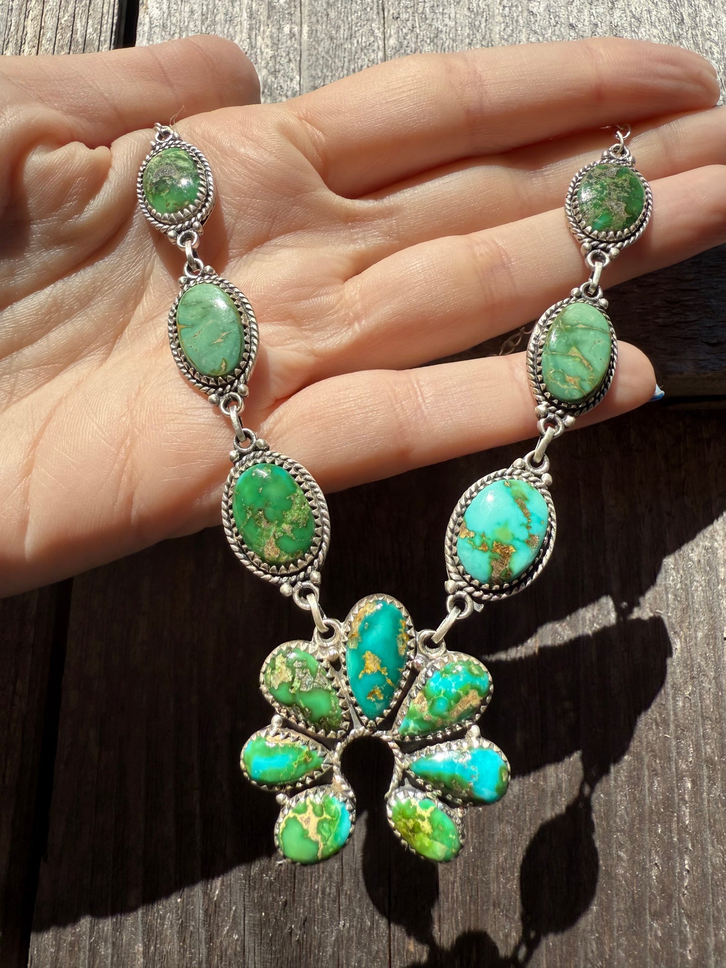 Sonoran Gold Turquoise Statement Naja Sterling Silver Necklace