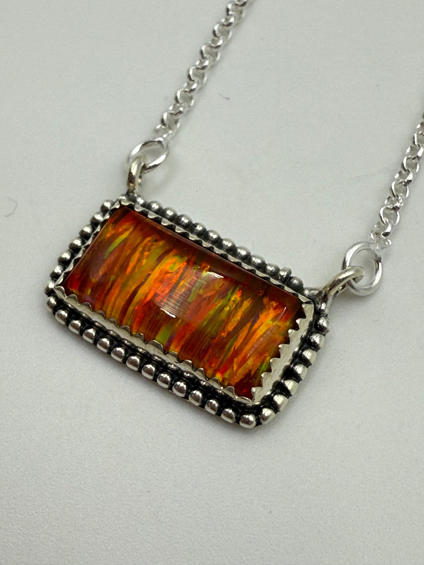 Aurora Opal Sterling Silver Bar Necklaces