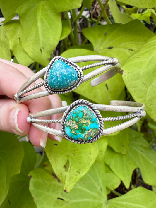 Sonoran Gold & Whitewater Turquoise Statement Rope Style Sterling Silver Cuff